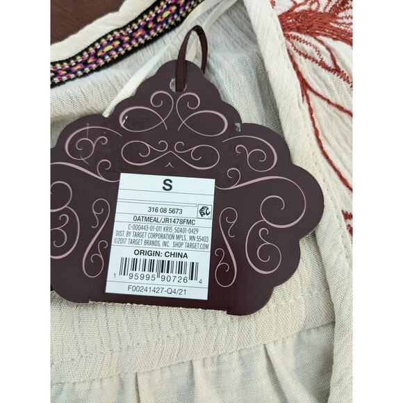 Knox Rose Embroidered Blouse S Cream Flutter Floral Ruffle Top Work Casual Drape - Picture 5 of 12